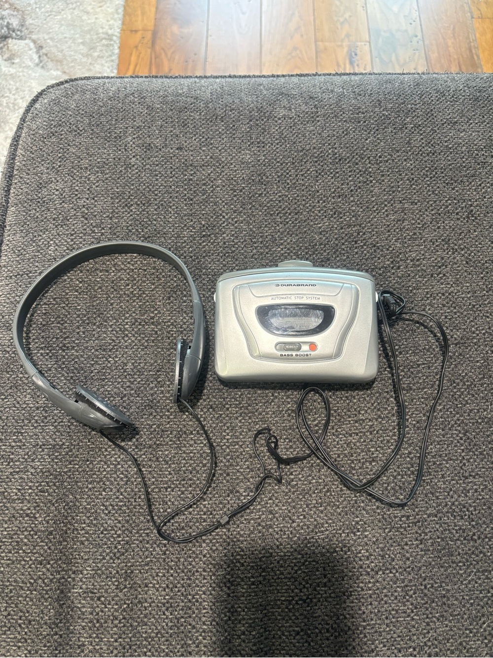 Vintage Durabrand Portable Silver Cassette Player with Headphones Bass Boost